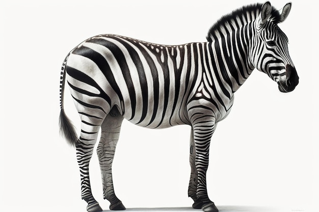 Foto ein zebra steht vor einem generativen ki-bild mit weißem hintergrund