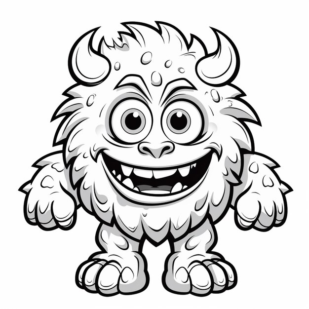 Foto ein zeichentrick-yeti-monster mit großen augen und einem großen lächeln