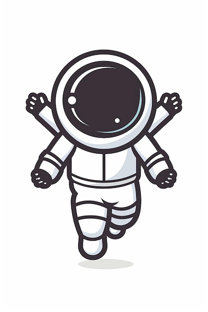 Ein Zeichentrickfilm-Astronaut rennt mit ausgestreckten Armen