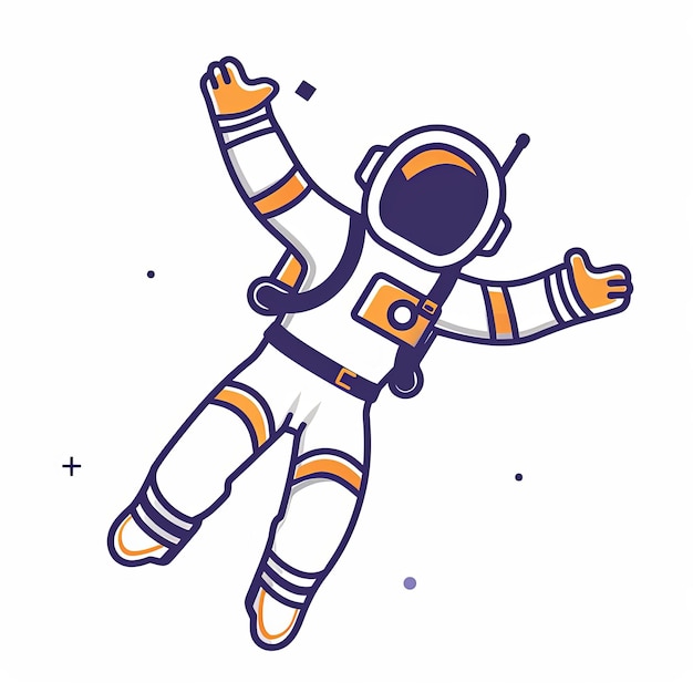 Ein Zeichentrickfilm-Astronaut schwebt im Weltraum mit einer Kamera am Rücken