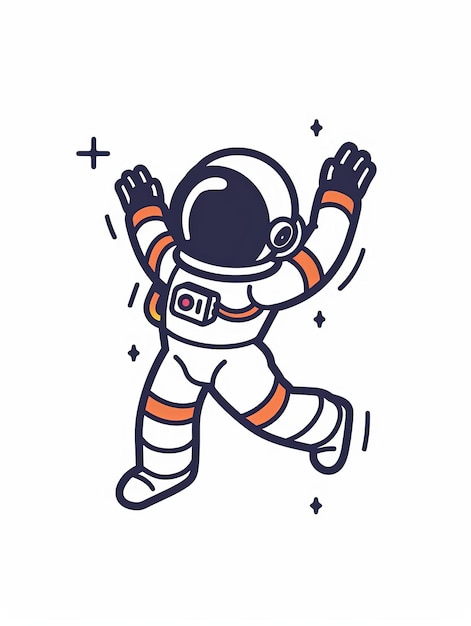 Ein Zeichentrickfilm-Astronaut springt mit ausgestreckten Armen in die Luft