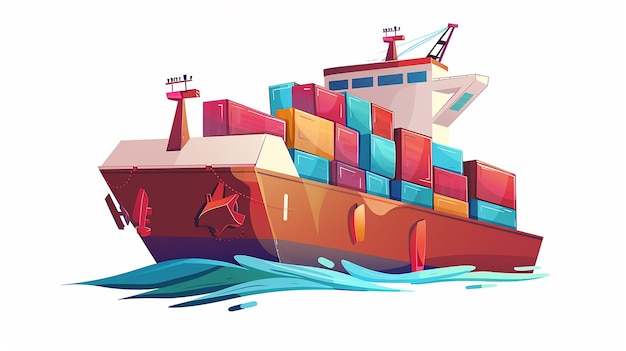 Ein Zeichentrickfilm Containerschiff für Kinderbücher