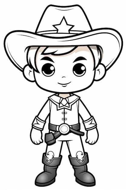 ein Zeichentrickfilm-Cowboy-Junge mit einem Hut und einem Lasset generative ai