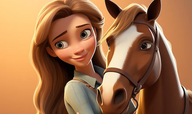 ein Zeichentrickfilmbild eines Mädchens und eines Pferdes mit einem Mädchen und einem Pferd