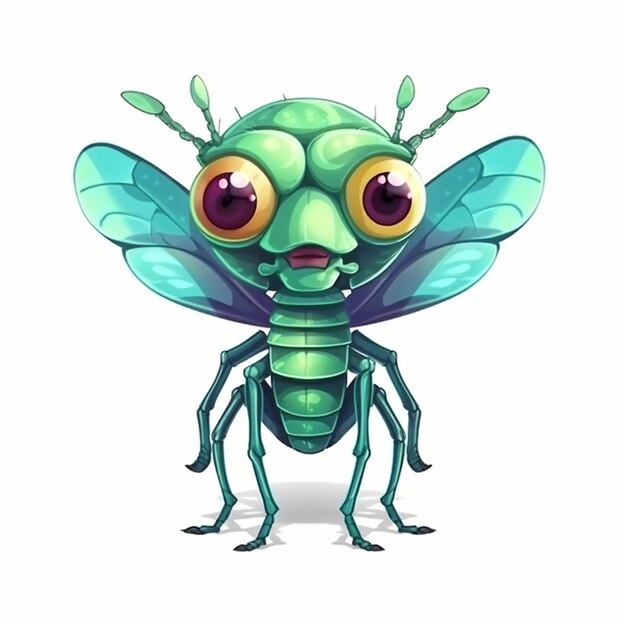 Ein Zeichentrickfilmbug mit großen Augen und großen Antennen