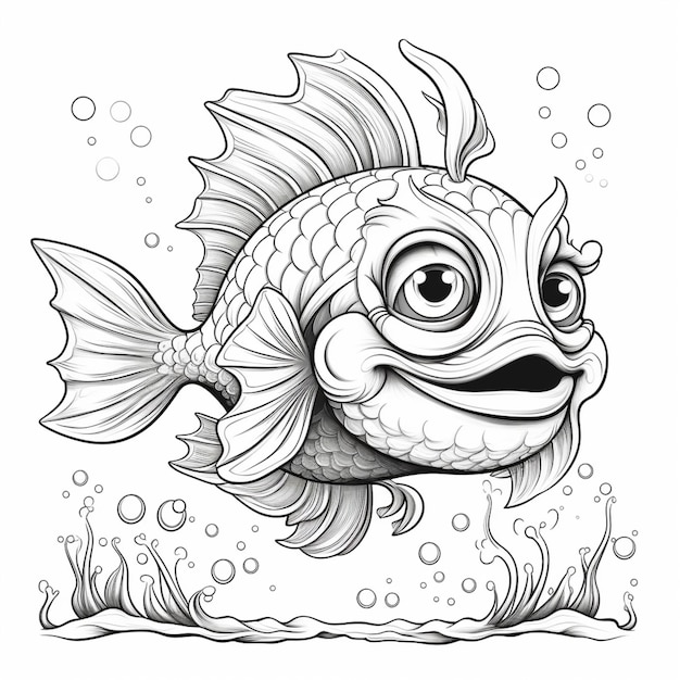 Ein Zeichentrickfisch mit einem großen Lächeln auf seinem Gesicht
