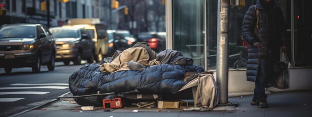 Foto ein zeltlager für obdachlose auf einer stadtstraße