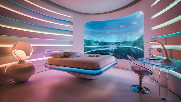 ein Zimmer mit einem Bild eines Berges und einem Bild eines Berges