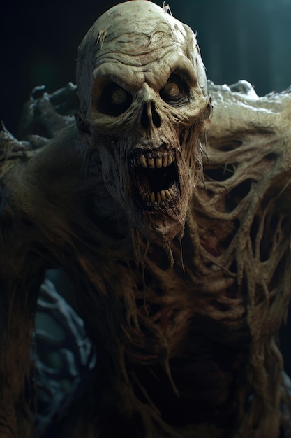 Foto ein zombie mit einem totenkopf auf dem kopf