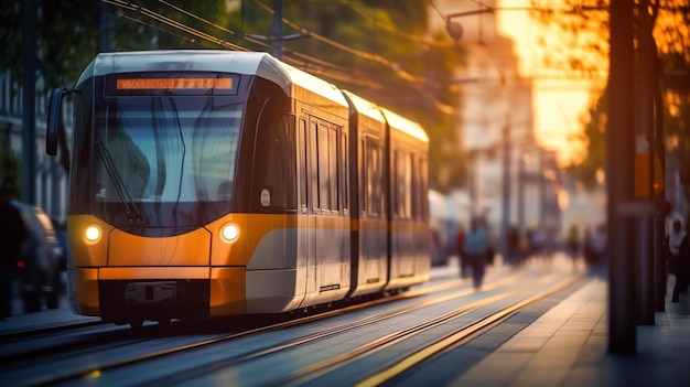 Ein Zug auf einer Straße mit dem Wort Metro auf der Vorderseite