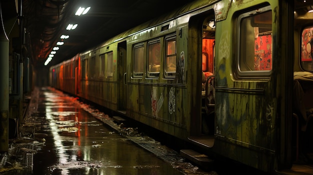 Foto ein zug in einem bahnhof