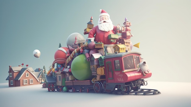 Ein Zug mit dem Weihnachtsmann oben drauf