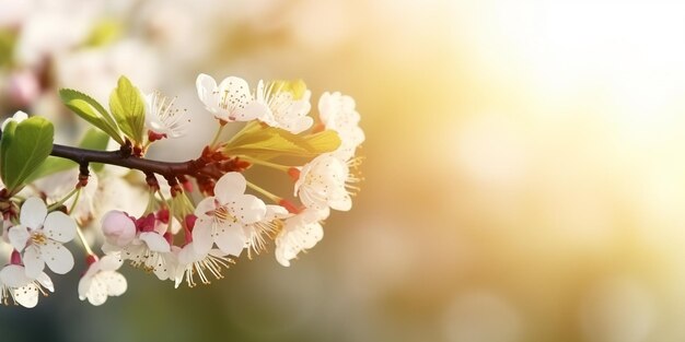 Ein Zweig eines Kirschbaums mit weißen Blüten