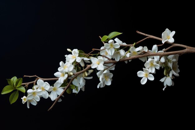 ein Zweig eines weiß blühenden Baumes mit weißen Blüten.
