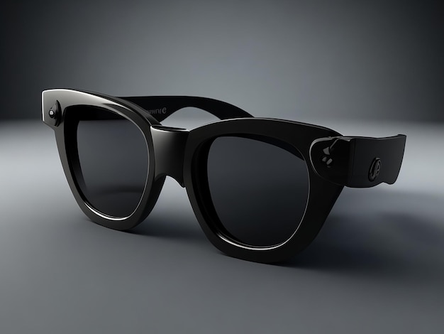 Eine 3D-Brille in der vorderen Position im schwarzen Cartoon-Stil