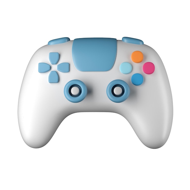 eine 3D-Spielcontroller-Illustration, isoliert auf einem weißen Hintergrund