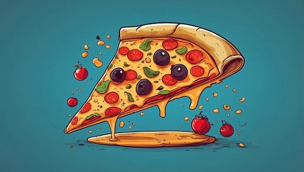 Eine Abbildung eines Stückes Pizza-T-Shirt-Design-Cartoons