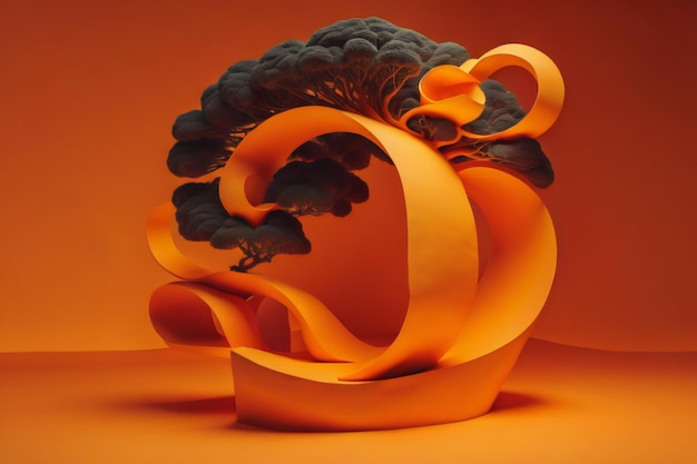 eine abstrakte Komposition in orange und schwarzen Farben generative ai.