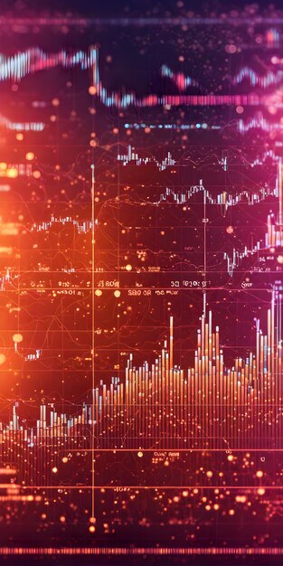 Eine abstrakte Komposition mit Elementen der Finanztechnologie mit weichem Bokeh und selektiven Elementen