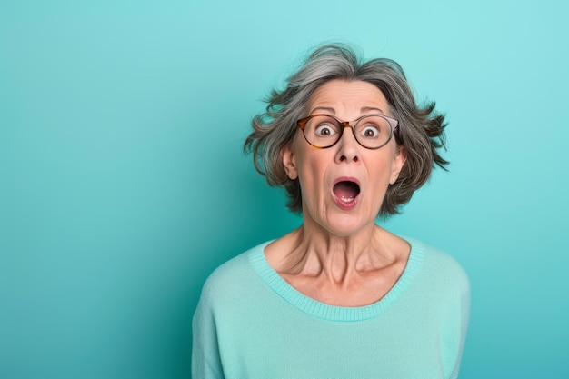 Eine ältere Frau mit Brille und einem überraschten Gesichtsausdruck