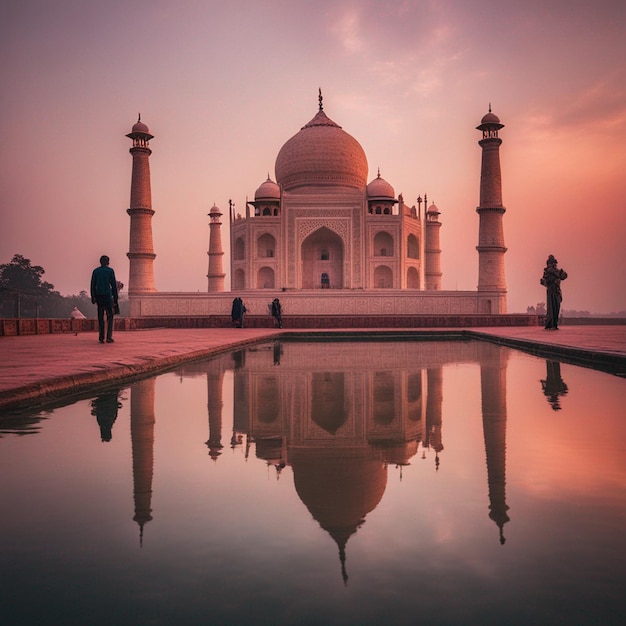 Eine Agra-Taj-Mahal-Seitenansicht-Vorderansicht-Fotografie