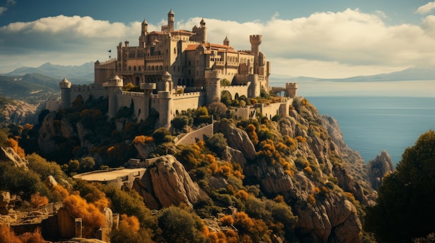 Eine alte Burg thront auf einigen Felsen in Spanien 22