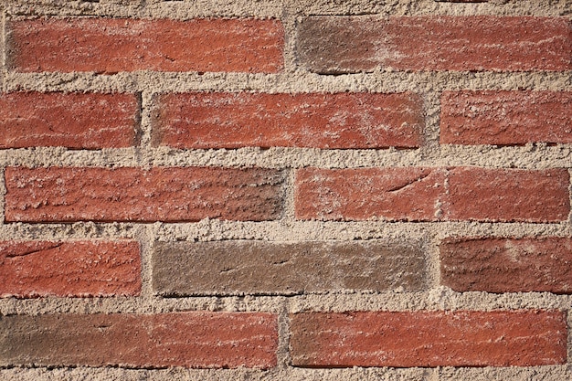 Eine alte Mauer aus roten Backsteinen als Kulisse