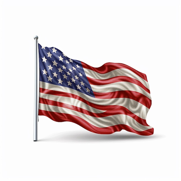 eine amerikanische Flagge isoliert auf weißem Hintergrund
