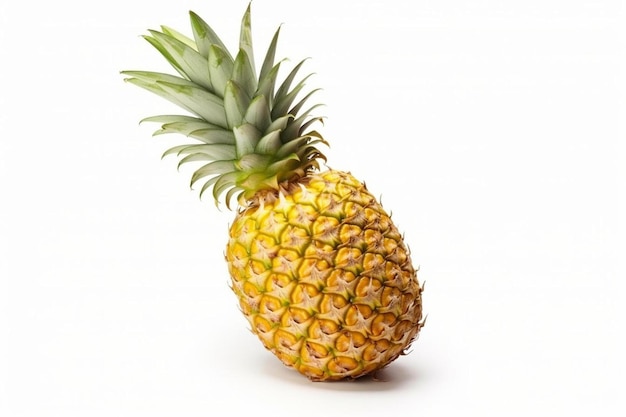 Eine Ananas, die in zwei Hälften geschnitten wird und die andere Hälfte gegessen wird.