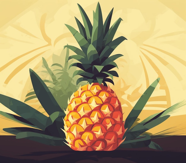 Eine Ananas mit gelbem Hintergrund und gelbem Hintergrund.