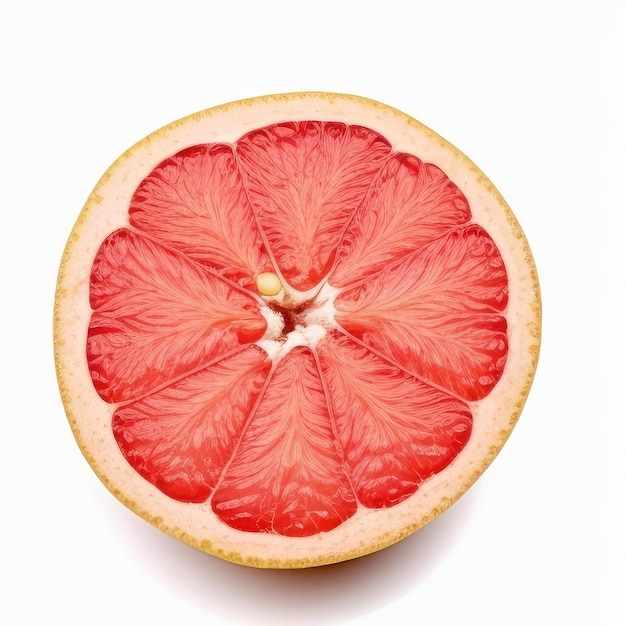 Eine angebissene rote Grapefruit.