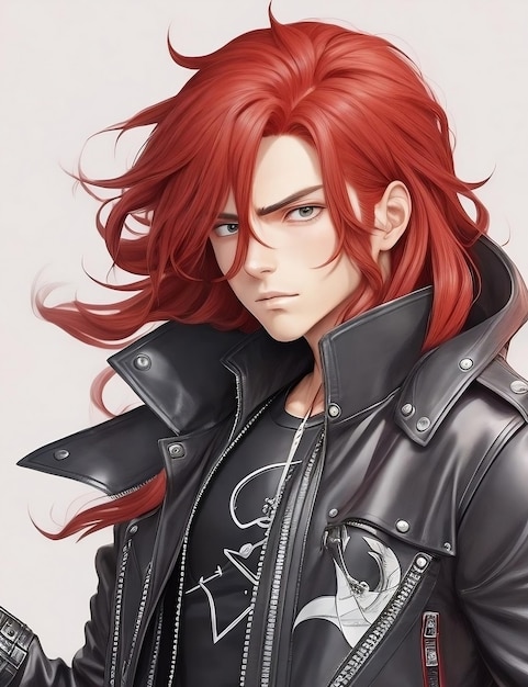 Eine Anime-Figur mit langen roten Haaren