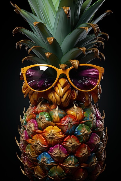 Eine animierte Ananas mit Sonnenbrille