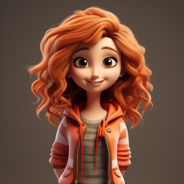 eine animierte Figur mit roten und orangefarbenen Haaren