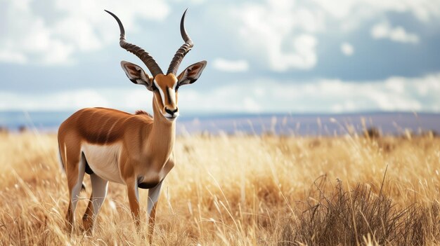 Eine anmutige Antilope steht in einer goldenen Savanne