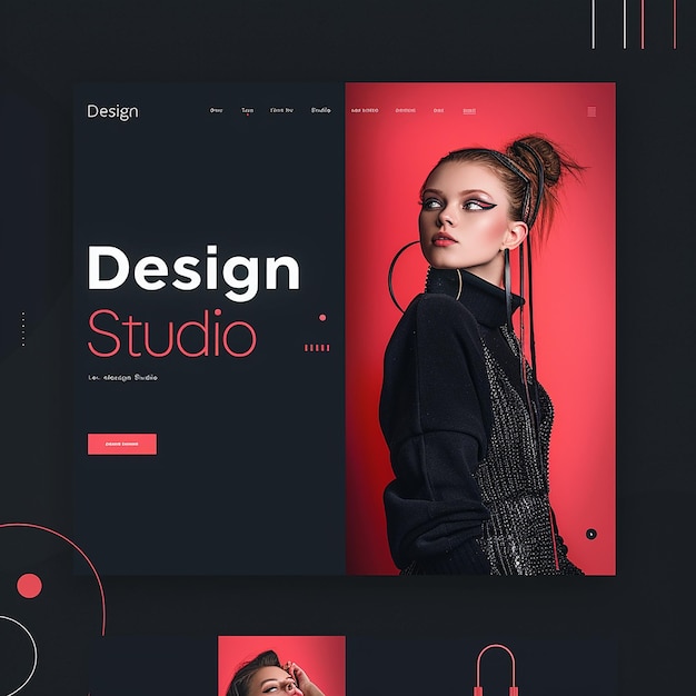 eine anspruchsvolle vollständige Landungsseite mit dem Wort "Design Studio für ein Portfolio"