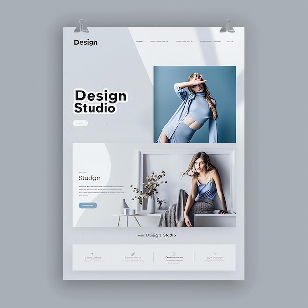 eine anspruchsvolle vollständige Landungsseite mit dem Wort "Design Studio für ein Portfolio"