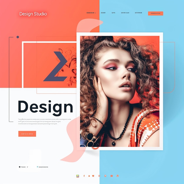 eine anspruchsvolle vollständige Landungsseite mit dem Wort "Design Studio für ein Portfolio"
