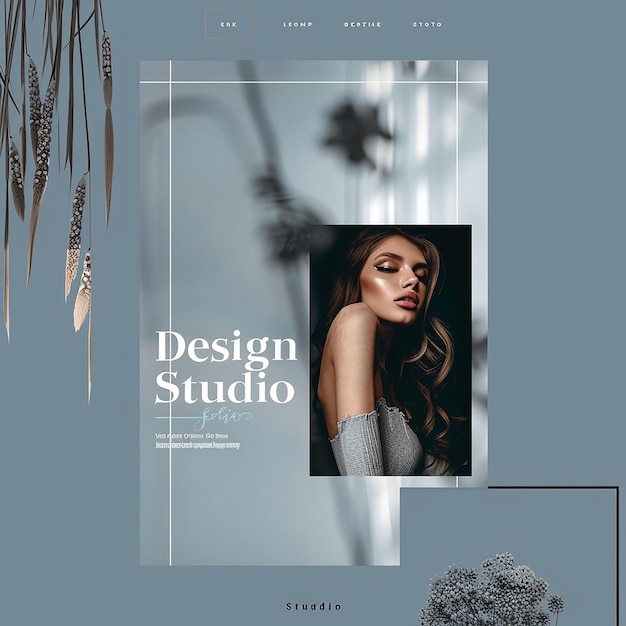 eine anspruchsvolle vollständige Landungsseite mit dem Wort "Design Studio für ein Portfolio"