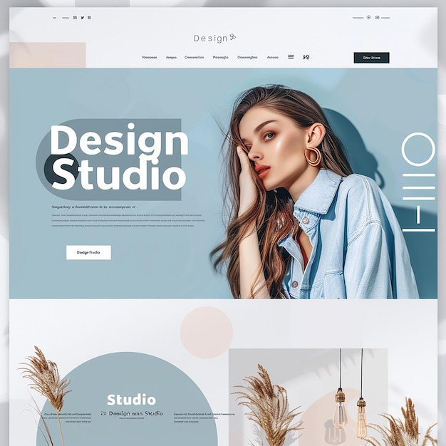eine anspruchsvolle vollständige Landungsseite mit dem Wort "Design Studio für ein Portfolio"