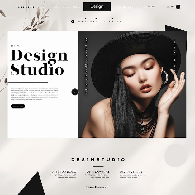 eine anspruchsvolle vollständige Landungsseite mit dem Wort "Design Studio für ein Portfolio"