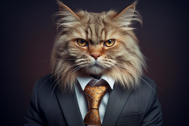 Eine anthropomorphe Katze in einem stilvollen Anzug