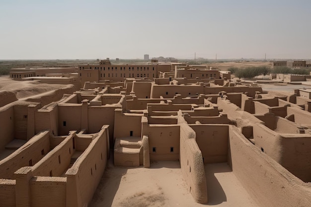 Eine antike Stadt, begraben in Sand und Zeit, geschaffen mit generativer KI