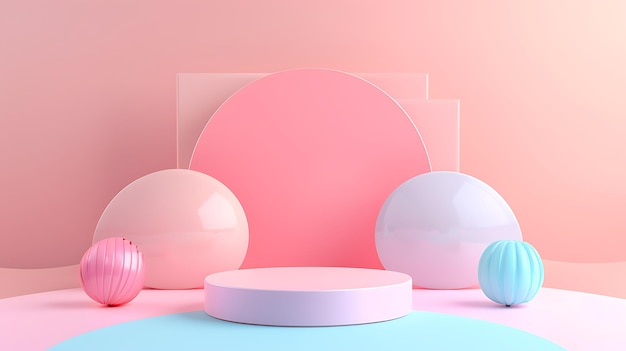 eine Anzeige von rosa und weißen Objekten mit rosa Hintergrund