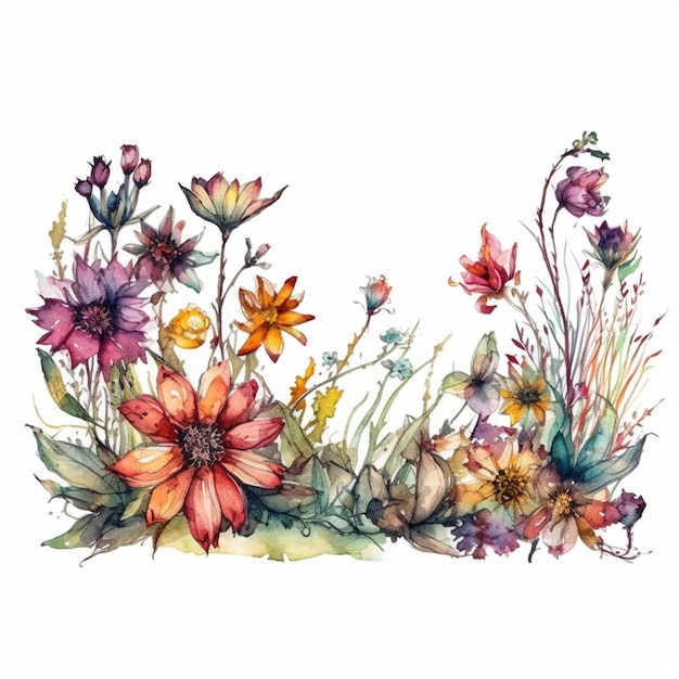 Eine Aquarellillustration eines Blumenstraußes.