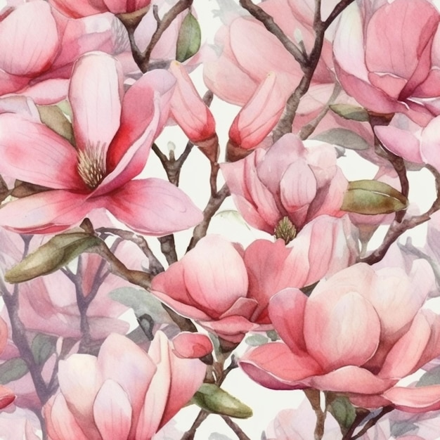 Eine Aquarellmalerei einer Magnolienblume.