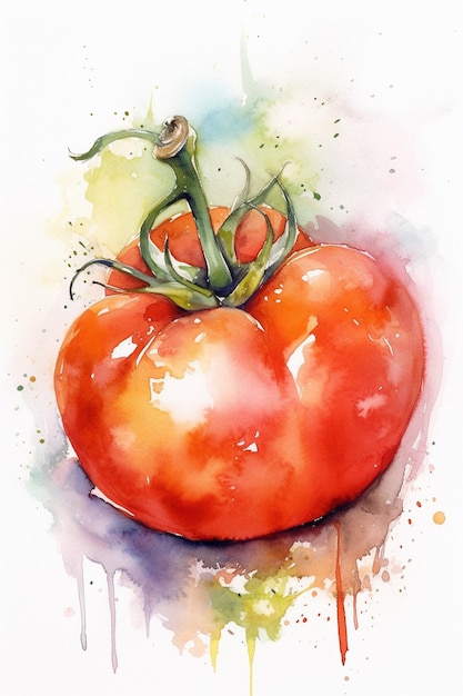 Eine Aquarellmalerei einer Tomate