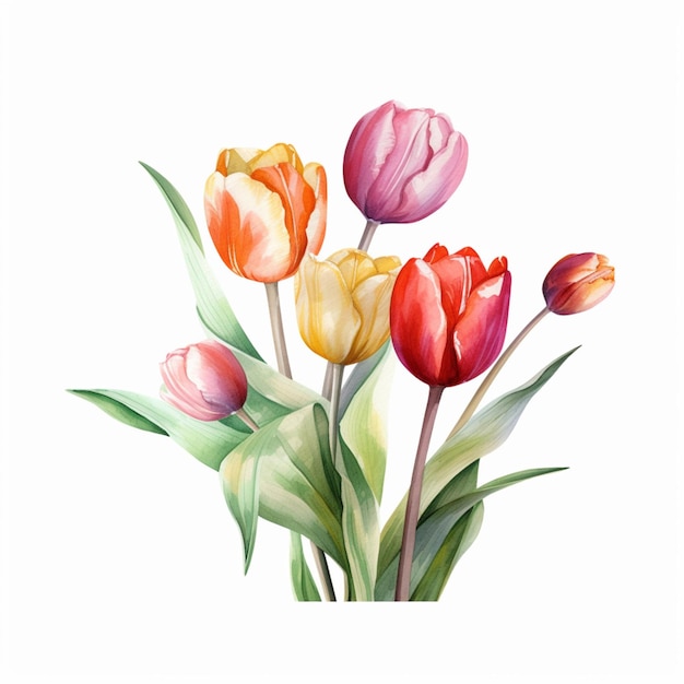 Eine Aquarellmalerei von Tulpen mit dem Wort Tulpen darauf.