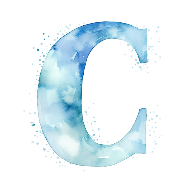 Foto eine aquarellzeichnung eines buchstaben c wird in blau und weiß dargestellt
