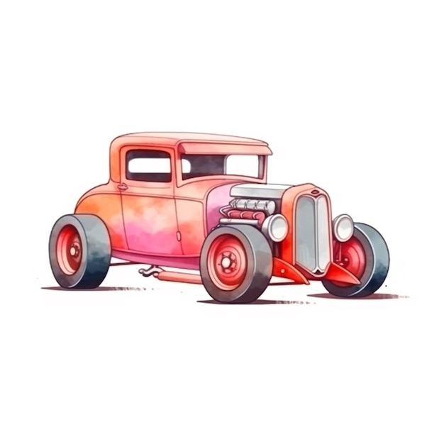 Eine Aquarellzeichnung eines Vintage-Hot Rods.